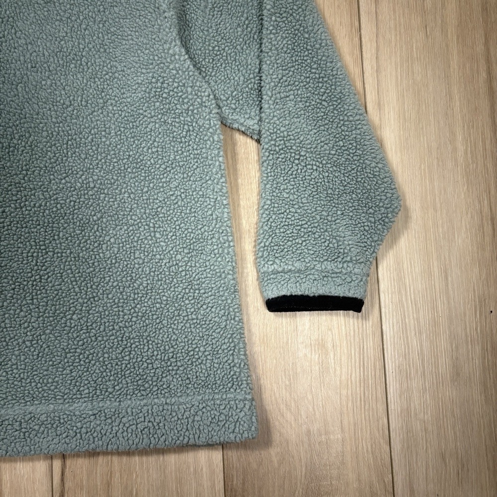 Vtg Ll Bean Womens Sherpa Teddy Pullover Mock Neck Large Sweater Light Green - Picture 7 of 7